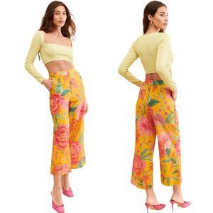 Farm Rio Macaw Bloom Floral Wide Leg Pants Women's XL Multicolor Vibrant NWOT